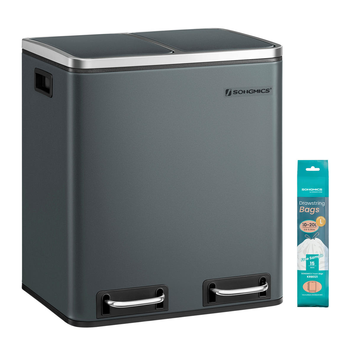 ABFALLSAMMLER 30 l  Metall, Kunststoff  - Schwarz, Basics, Kunststoff/Metall (41/47/31,5cm)