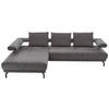 ECKSOFA in Mikrofaser Anthrazit  224/305 cm  - Anthrazit/Schwarz, Design, Textil/Metall (224/305cm) - Dieter Knoll