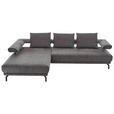 ECKSOFA in Mikrofaser Anthrazit  - Anthrazit/Schwarz, Design, Textil/Metall (224/305cm) - Dieter Knoll