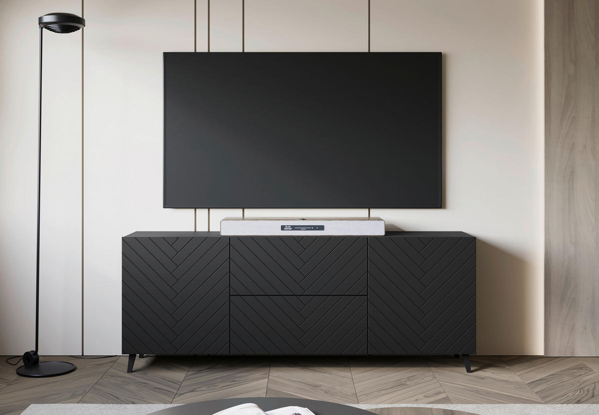 NÍZKA KOMODA, čierna, 180/69,4/39 cm - čierna, Trend, kompozitné drevo/plast (180/69,4/39cm) - Livetastic