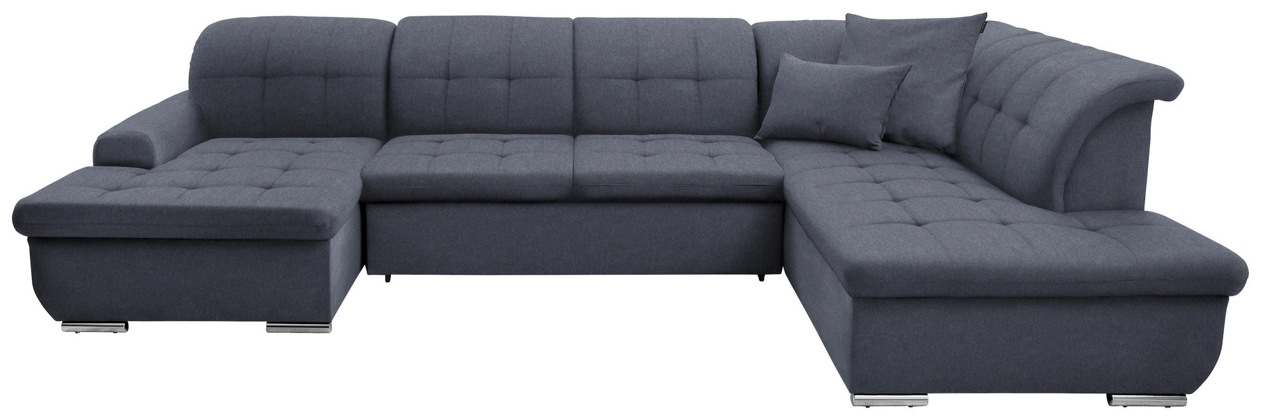 Wohnlandschaft inkl. Funktion Grau Flachgewebe  - Silberfarben/Grau, Design, Textil/Metall (145/342/208cm) - Cantus