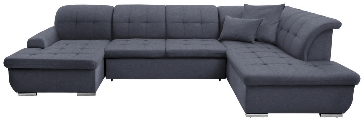 WOHNLANDSCHAFT  in Flachgewebe Grau  - Silberfarben/Grau, Design, Textil/Metall (145/342/208cm) - Cantus