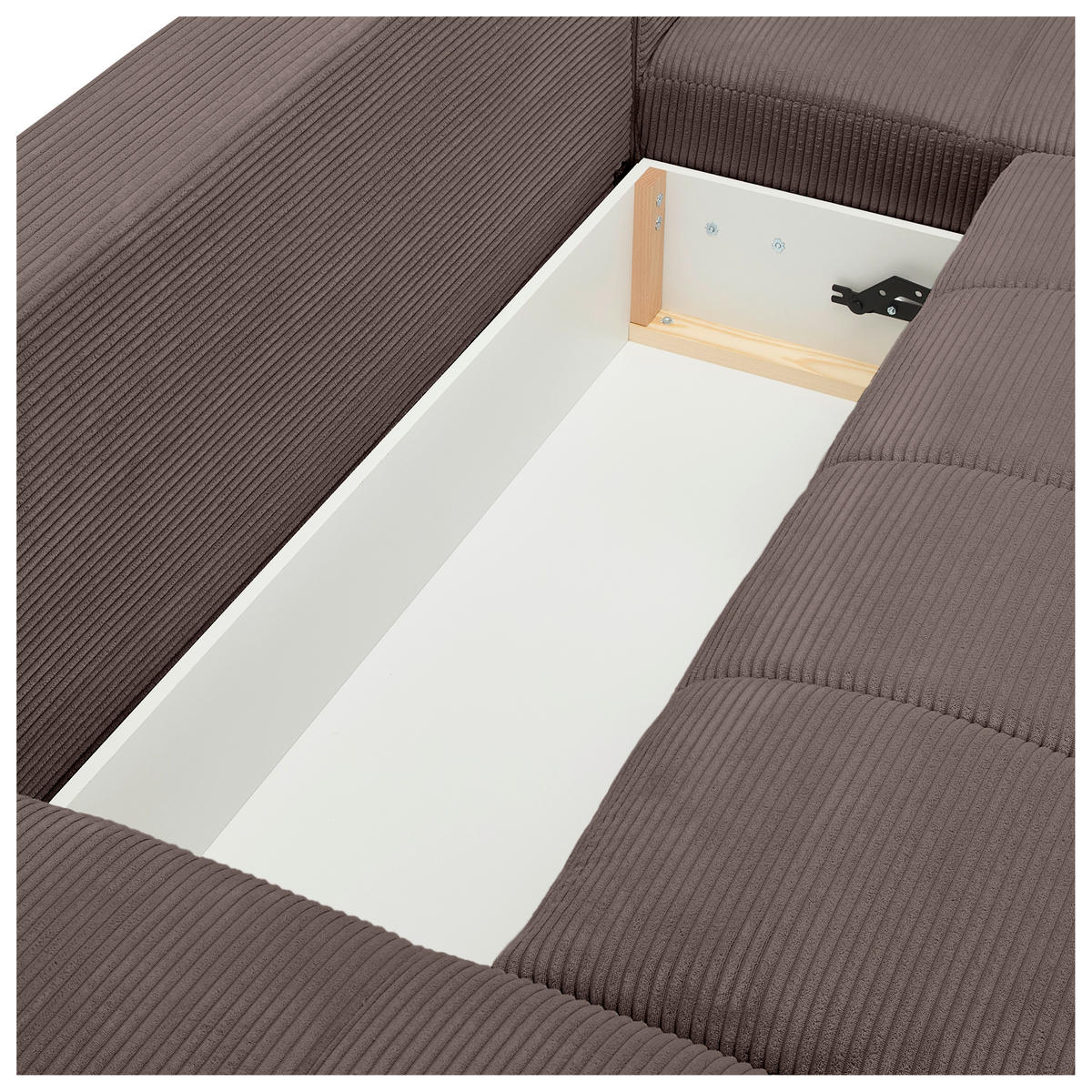 WOHNLANDSCHAFT Graubraun Cord  - Chromfarben/Graubraun, KONVENTIONELL, Kunststoff/Textil (180/376/180cm) - Carryhome