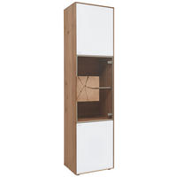 VITRINE in vollmassiv Kerneiche Weiß, Eichefarben, Transparent  - Eichefarben/Transparent, Natur, Glas/Holz (50/196/39cm) - Valnatura