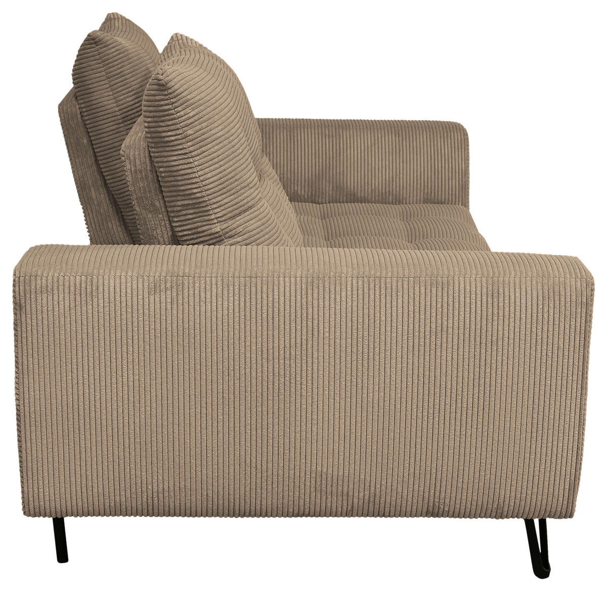 BIGSOFA Cord Beige  - Beige/Schwarz, KONVENTIONELL, Textil/Metall (246/100/116cm) - Carryhome