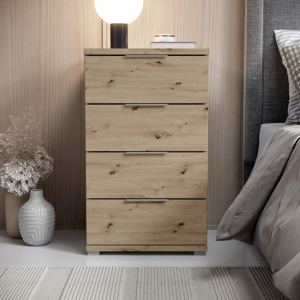Thumbnail - Boxxx Nachtschrank, Eiche Artisan, Kunststoff, 4 Schubladen, 46x79x42 cm, Schlafzimmer, Nachttische