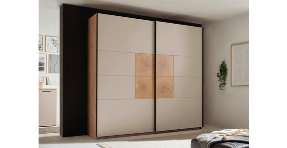 SCHWEBETÜRENSCHRANK  in Kaschmir, Eiche Artisan  - Kaschmir/Schwarz, KONVENTIONELL, Holzwerkstoff/Metall (240/225,5/63,7cm) - Xora