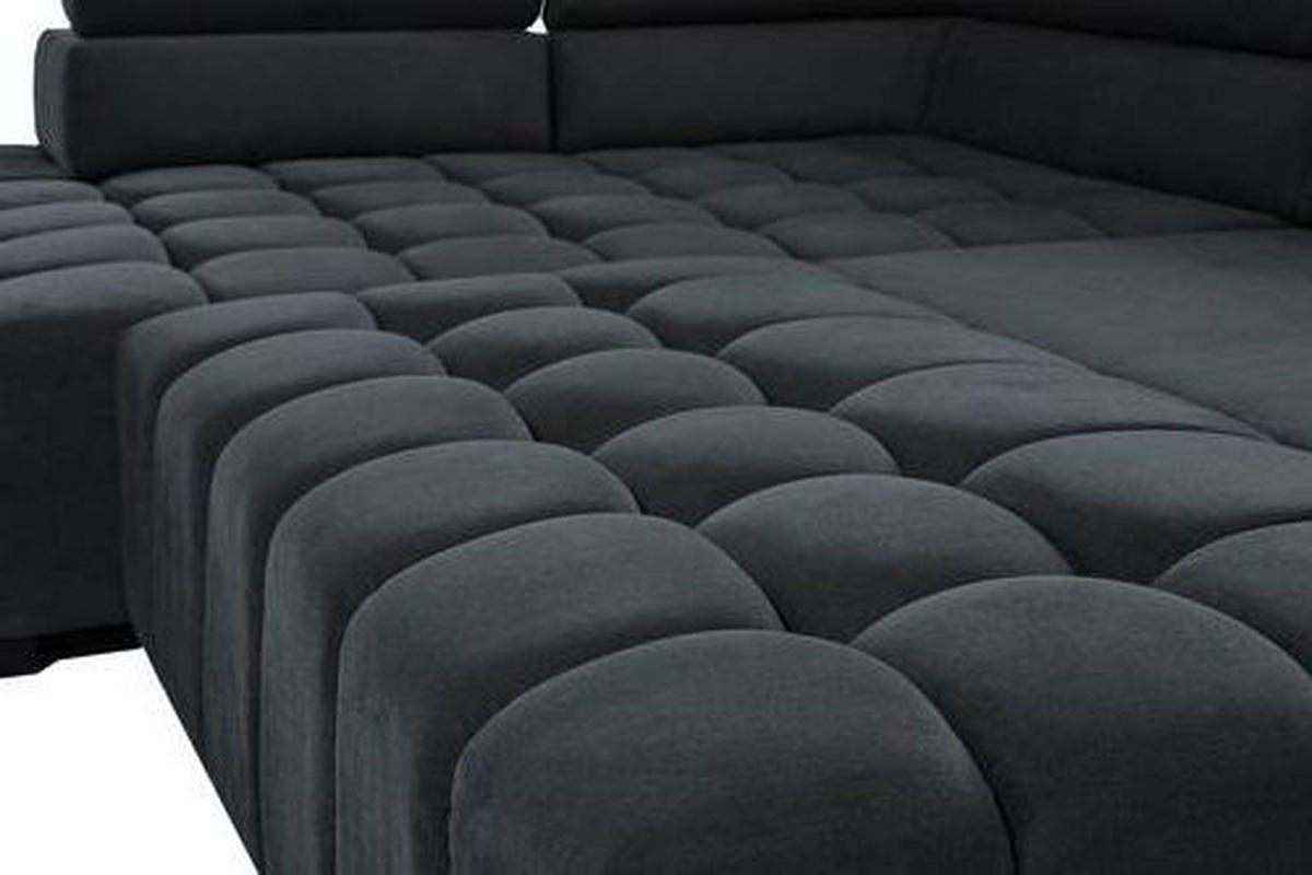 ECKSCHLAFSOFA in Dunkelgrau Textil   - Dunkelgrau/Schwarz, Design, Holz/Textil (201/307cm) - Livetastic