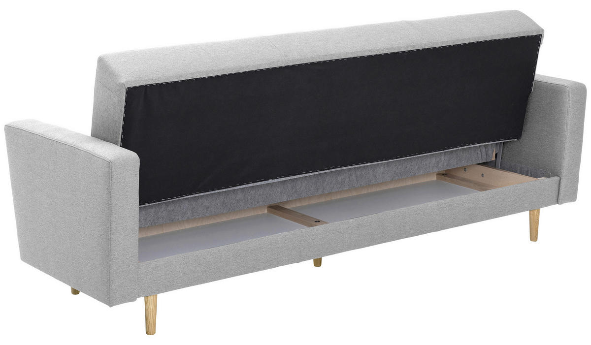 3-SITZER-SOFA in Flachgewebe Hellgrau  - Eschefarben/Hellgrau, Modern, Holz/Textil (224/81/83cm) - Max Winzer