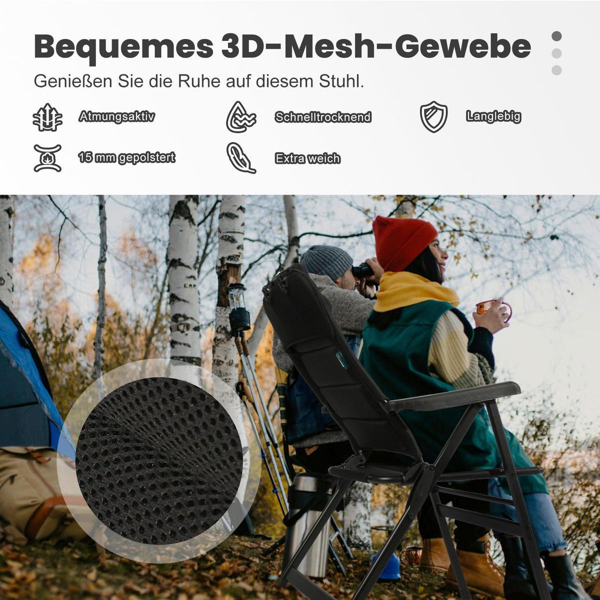 CAMPINGSESSEL-SET - Schieferfarben/Schwarz, Basics, Textil/Metall (62/112/77cm) - Modante