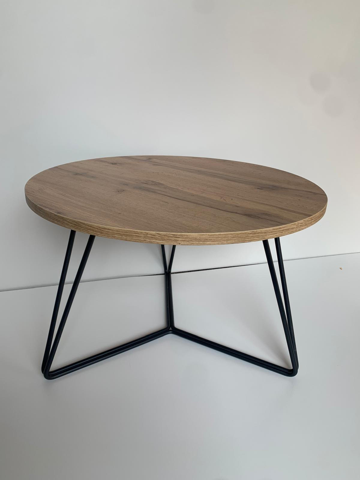 KLUB STOLIĆ crna, boje hrasta  metal, drvni materijal  - boje hrasta/crna, Moderno, drvni materijal/metal (60cm)