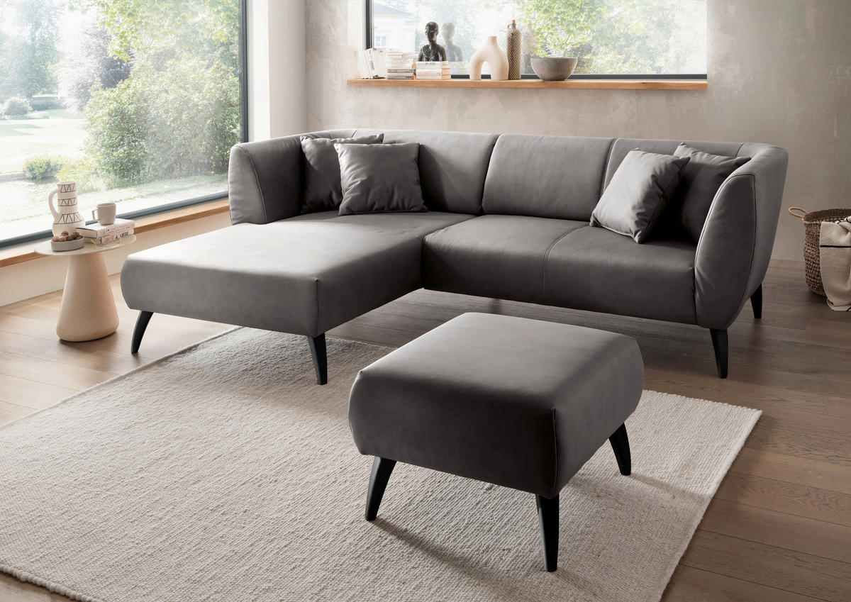 ECKSOFA in Lederlook Schwarz  - Schwarz, Modern, Holz/Textil (160/264cm) - Livetastic