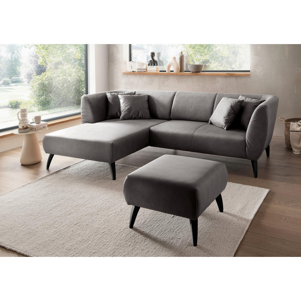 Thumbnail - Livetastic Ecksofa, Schwarz, Textil, Buche, Uni, 4-Sitzer, Füllung: Schaumstoff, Ottomane links, L-Form, 264x160 cm, Mad...