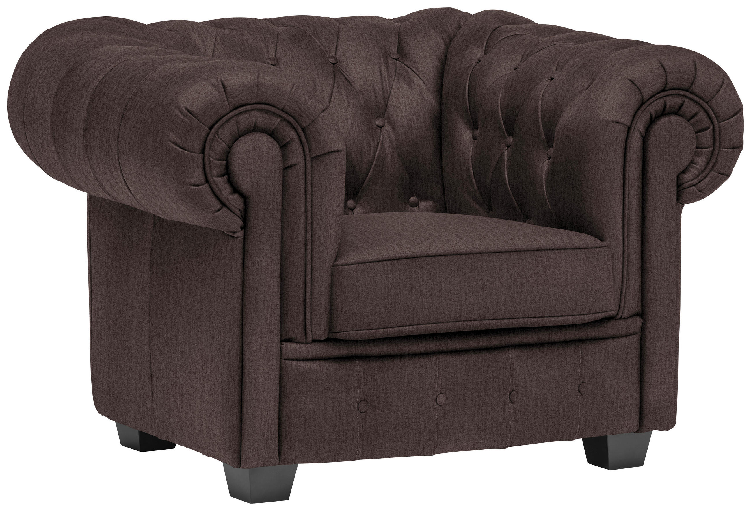 CHESTERFIELD-SESSEL - Wengefarben/Dunkelbraun, LIFESTYLE, Holz/Textil (115/76,5/96cm) - Landscape