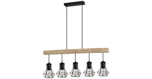 HÄNGELEUCHTE 104/13,6/140 cm - Schwarz/Naturfarben, Design, Holz/Metall (104/13,6/140cm) - Novel