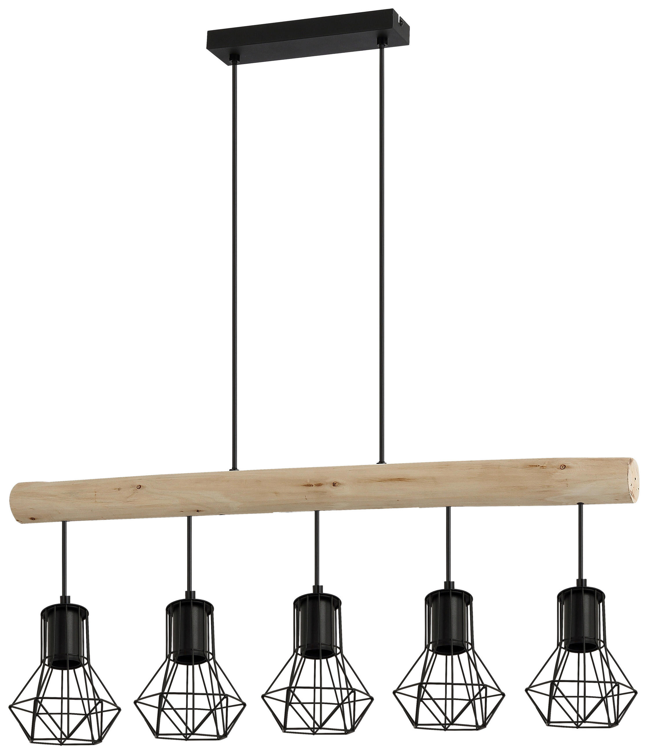 HÄNGELEUCHTE 104/13,6/140 cm   - Schwarz/Naturfarben, Design, Holz/Metall (104/13,6/140cm) - Novel