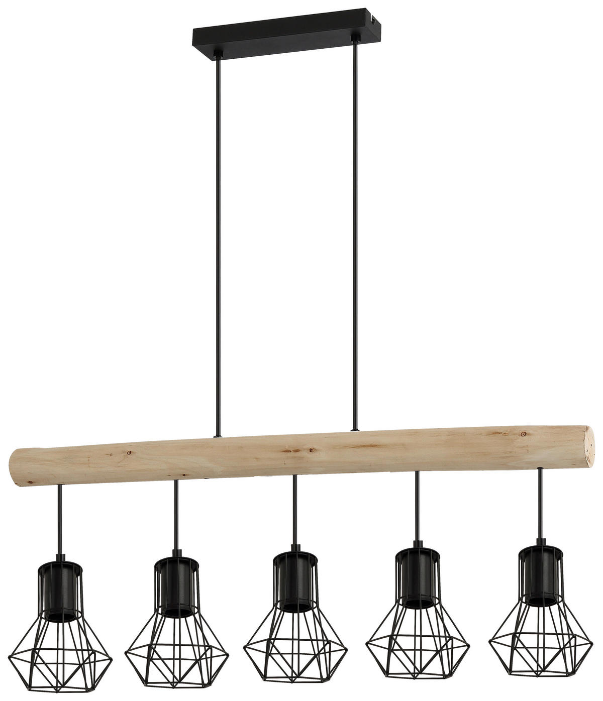 ZÁVĚSNÉ SVÍTIDLO, 104/13,6/140 cm  - černá/přírodní barvy, Design, kov/dřevo (104/13,6/140cm) - Novel