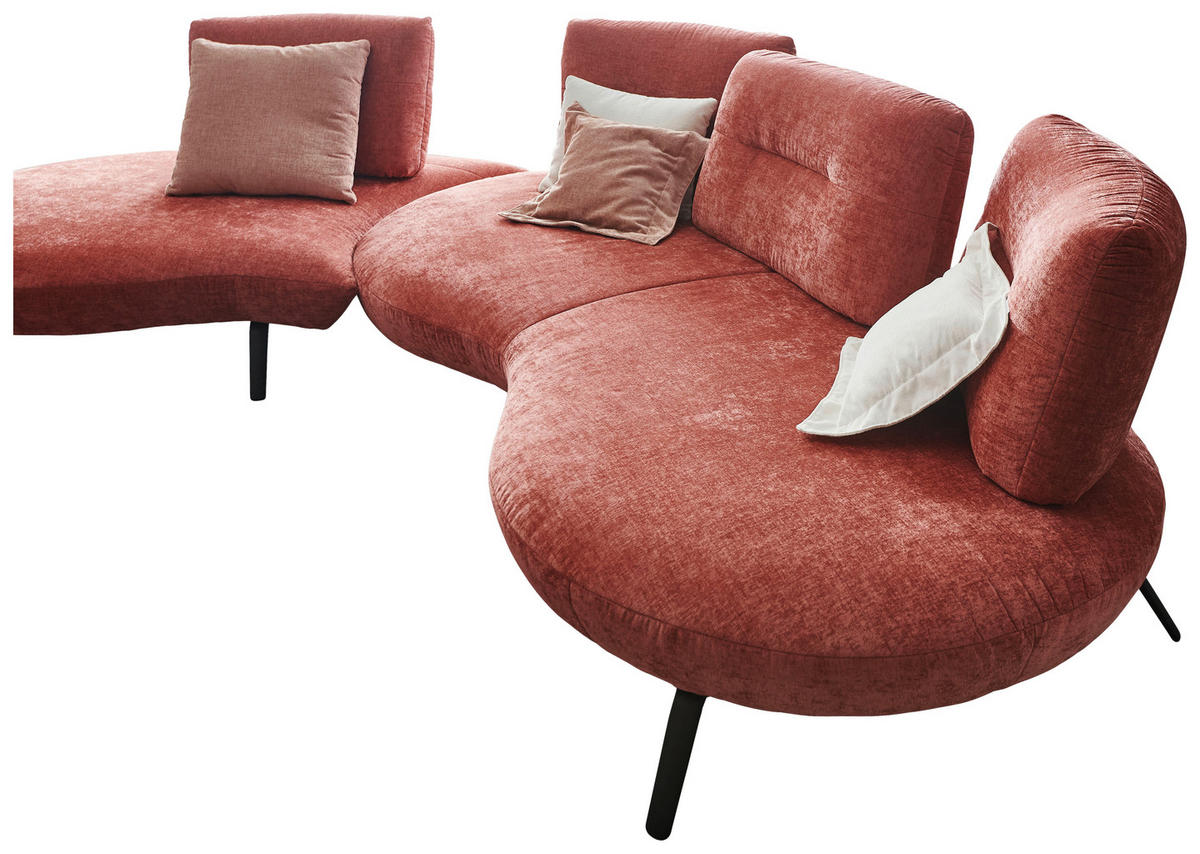 BIGSOFA Flachgewebe Rot  - Rot/Schwarz, Design, Textil/Metall (456/93/138cm) - Moderano