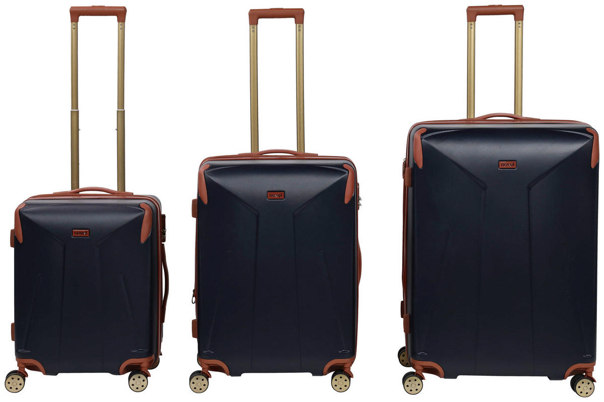 REISEKOFFERSET Dunkelblau 3-teilig  - Dunkelblau, Trend, Kunststoff/Textil (49/30/75cm) - Novel