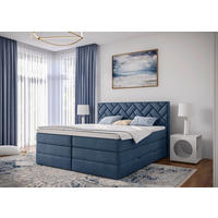 BOXSPRINGBETT 160/200 cm,  in Dunkelblau, Bettkasten, Topper, H2 + H3 = mittel + fest  - Schwarz/Dunkelblau, Modern, Holzwerkstoff/Kunststoff (160/200cm) - Livetastic