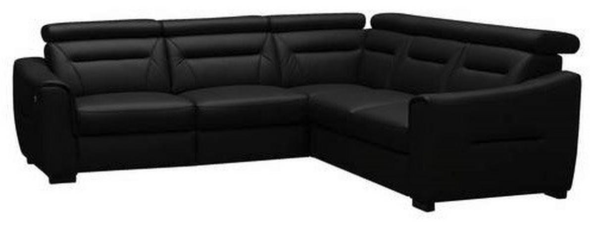 ECKSOFA Lederlook Echtleder Schwarz  - Wengefarben/Schwarz, Design, Leder/Holz (260/260cm) - Celina Home