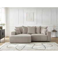ECKSOFA Ottomane links  ATILLA Taupe Flachgewebe  - Taupe/Schwarz, MODERN, Kunststoff/Textil (149/244cm)