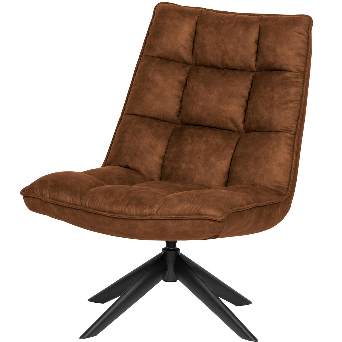 SESSEL in Lederlook Cognac  - Cognac/Schwarz, Design, Textil/Metall (70/97/85cm) - Livetastic