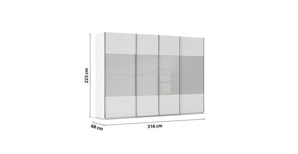 SCHWEBETÜRENSCHRANK  in Weiß, Seidengrau  - Chromfarben/Seidengrau, KONVENTIONELL, Glas/Holzwerkstoff (316/223/68cm) - Novel
