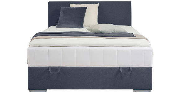 BOXBETT 90/200 cm in Dunkelblau - Chromfarben/Dunkelblau, KONVENTIONELL, Kunststoff/Textil (90/200cm) - Carryhome
