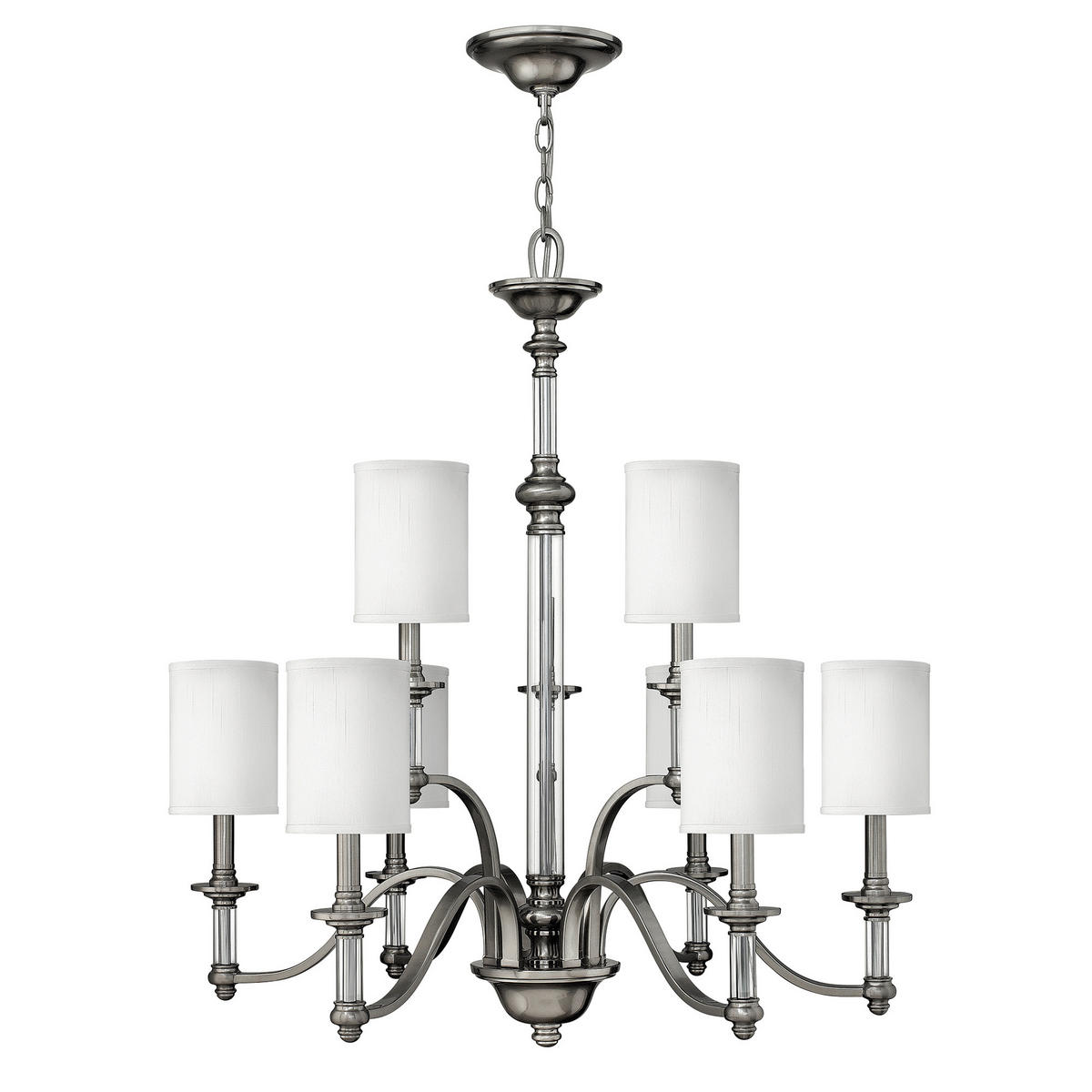 KRONLEUCHTER 81.3/99 cm    - Nickelfarben, Lifestyle, Glas/Textil (81.3/99cm) - Elstead Lighting