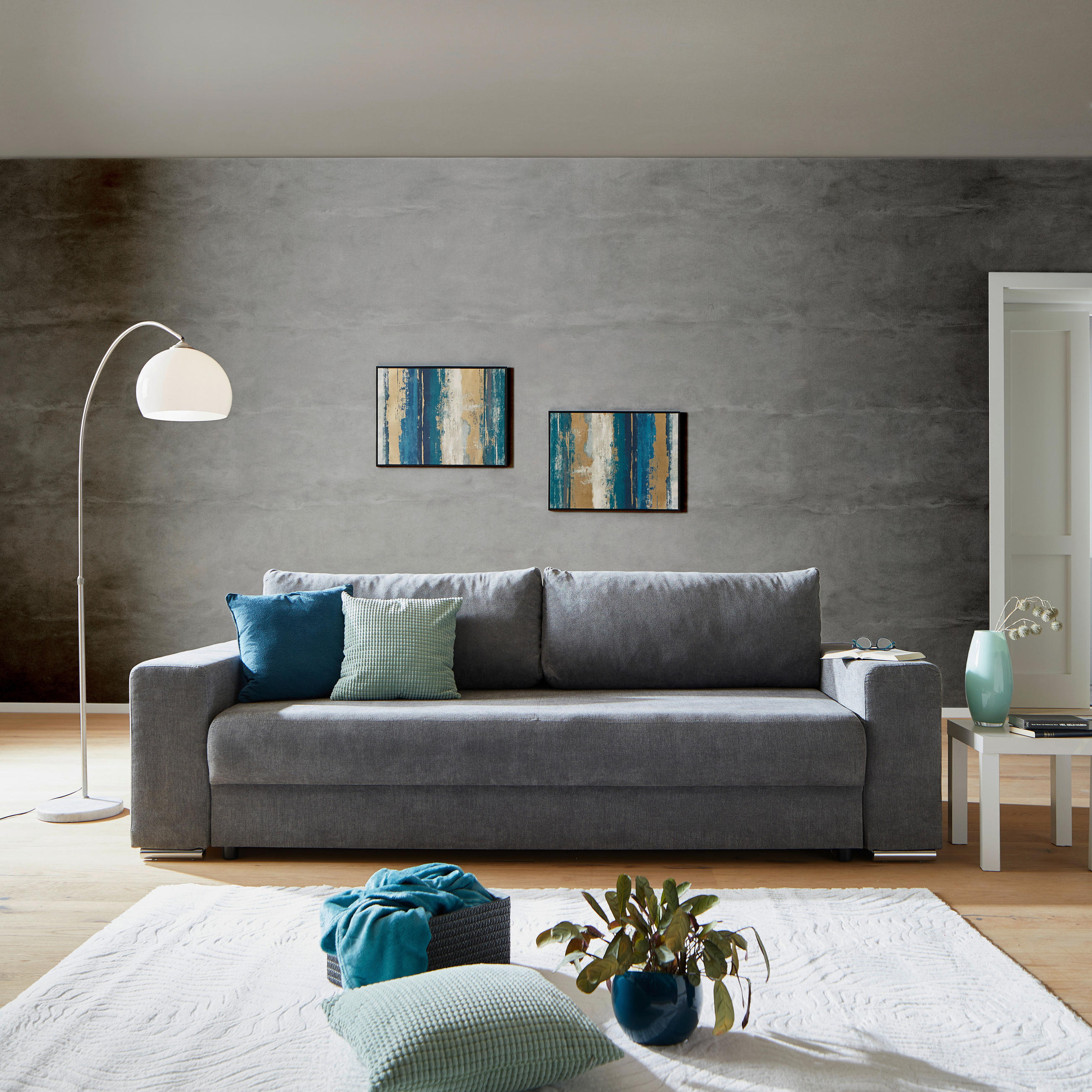 SCHLAFSOFA Flachgewebe Grau  - Grau, MODERN, Kunststoff/Textil (250/84/105cm) - MID.YOU