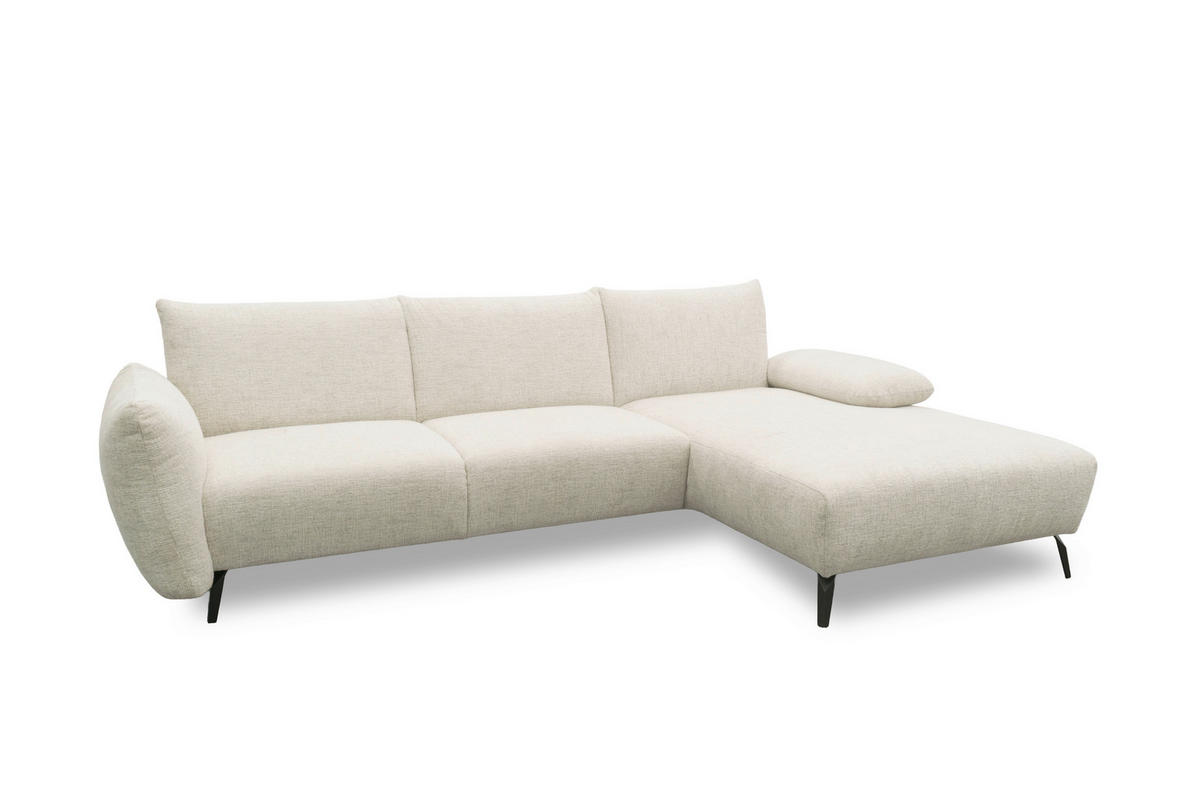 ECKSOFA 200 030 Beige Chenille  - Beige/Schwarz, MODERN, Textil/Metall (274/155cm) - Livetastic