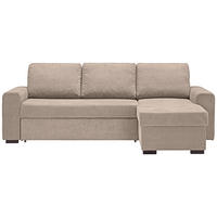 ECKSOFA inkl.Funktionen Beige Webstoff  - Beige/Schwarz, Design, Textil (245/160cm) - Xora