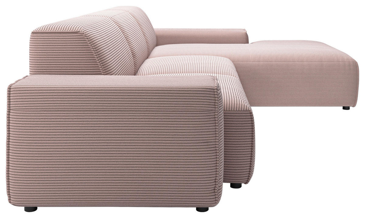 ECKSOFA 9125 Rosa Cord  - Schwarz/Rosa, Design, Kunststoff/Textil (300/189cm) - Pure Home Lifestyle