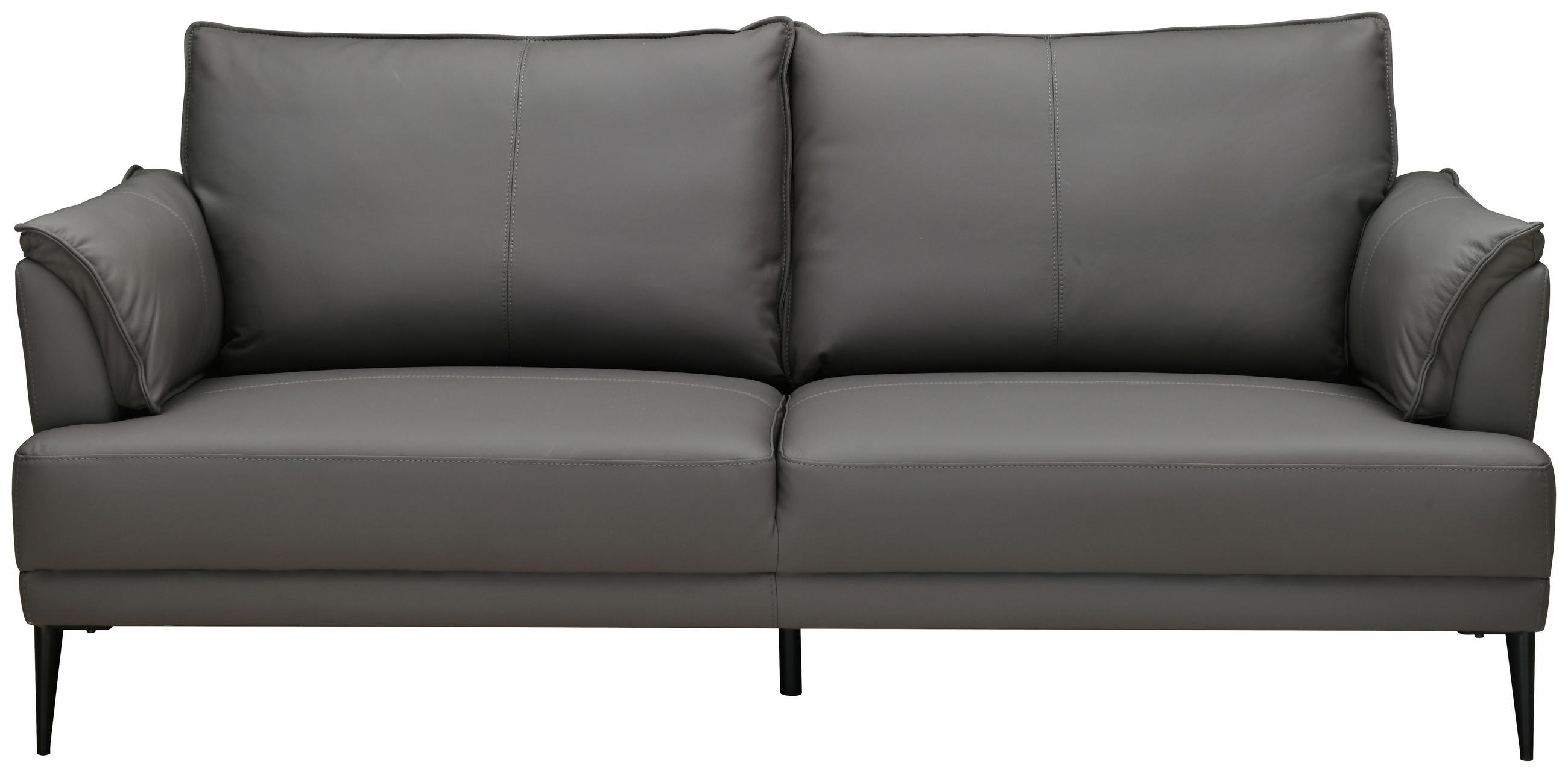 2-SITZER-SOFA Dunkelgrau Echtleder Lederlook  - Dunkelgrau/Schwarz, Design, Leder/Holz (195/87/90cm) - MID.YOU