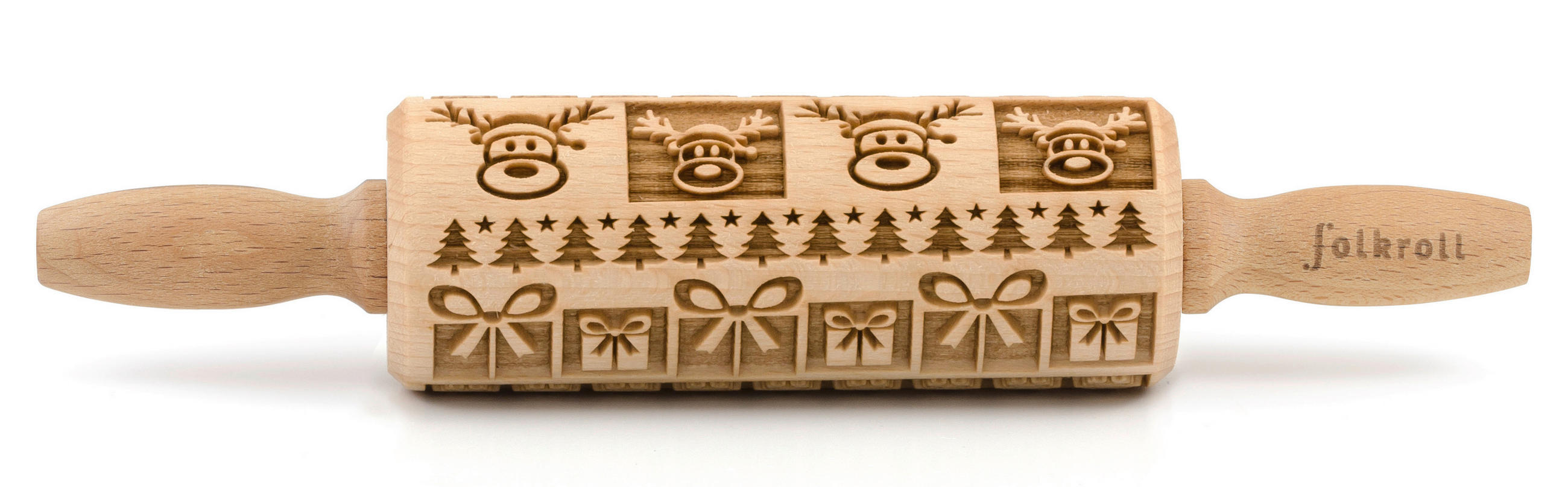 Folkroll Motiv-Teigrolle Natur 4.5x4.5x23 cm