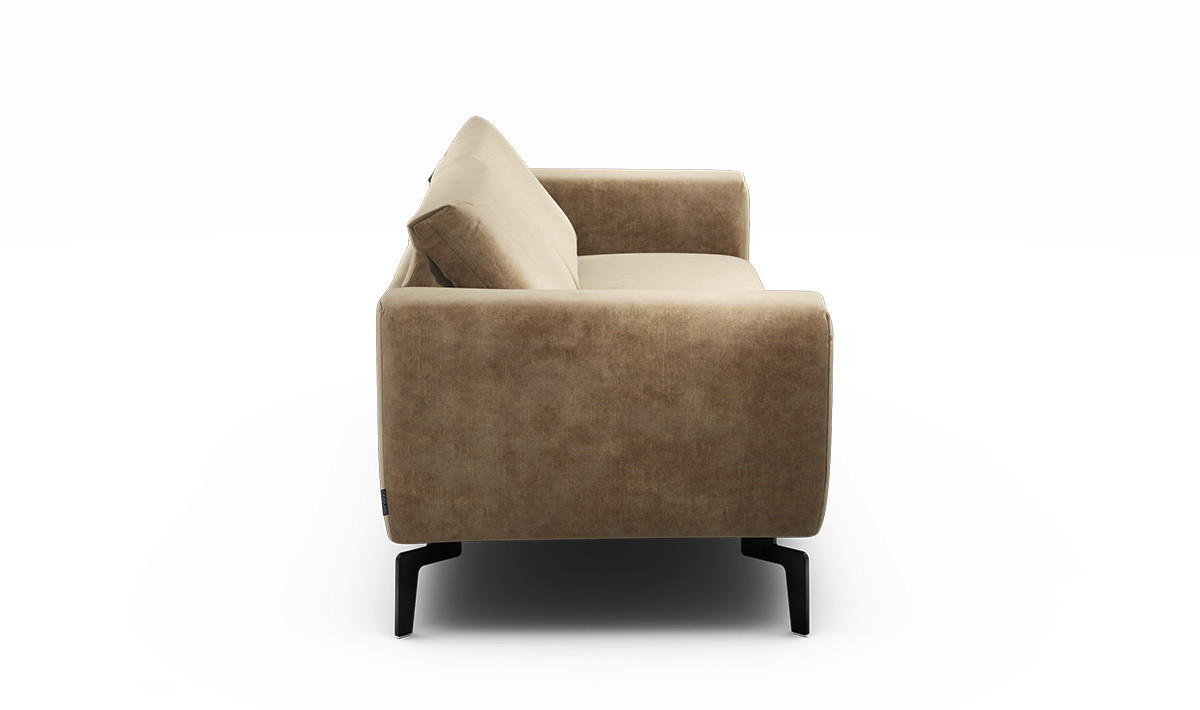 2,5-SITZER Samt Sandfarben  - Sandfarben/Schwarz, Design, Textil/Metall (220/86/86-94cm) - SENSOO