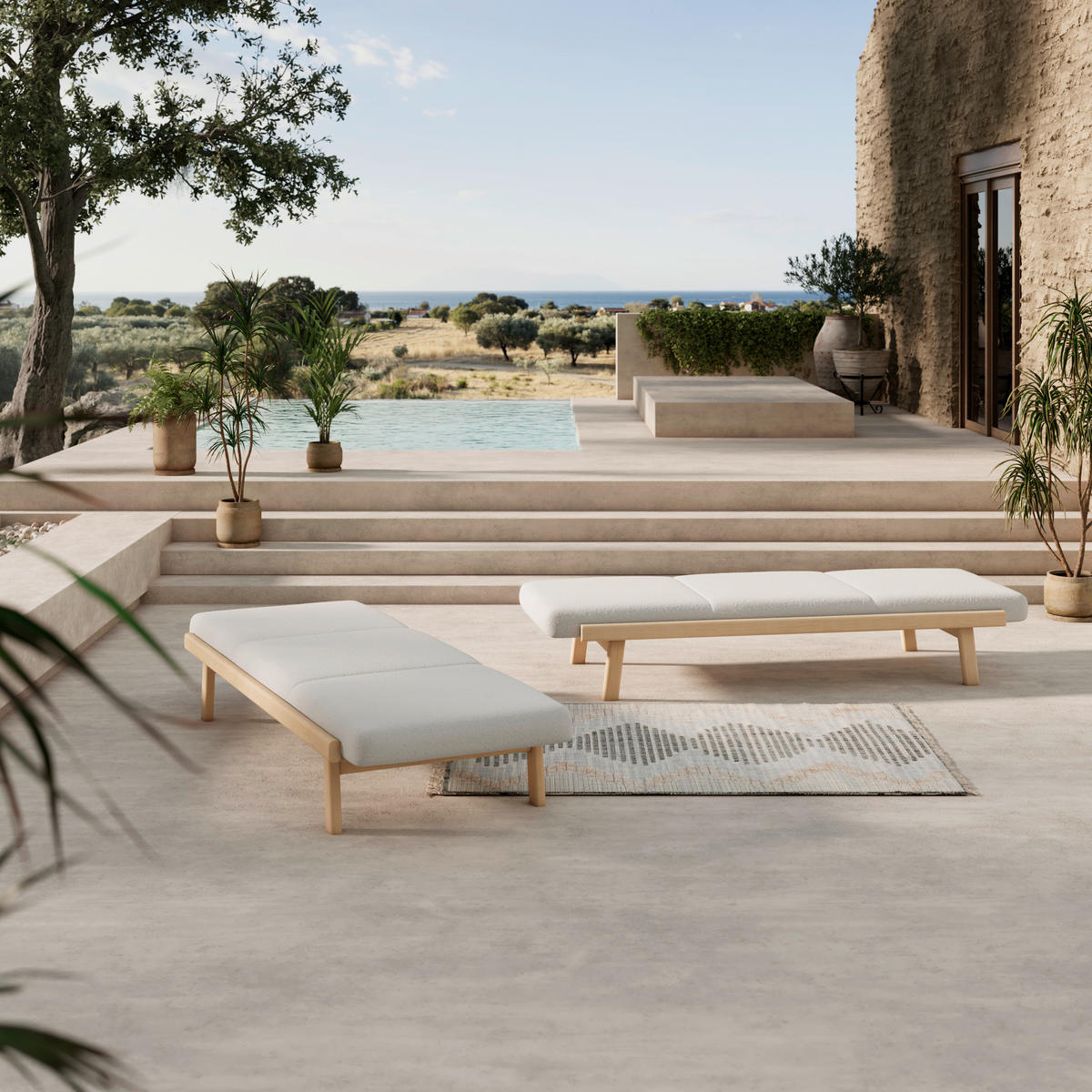 SONNENLIEGE 205/38,5/80 cm Esche  - Taupe/Sandfarben, ROMANTIK / LANDHAUS, Holz/Textil (205/38,5/80cm) - Dieter Knoll