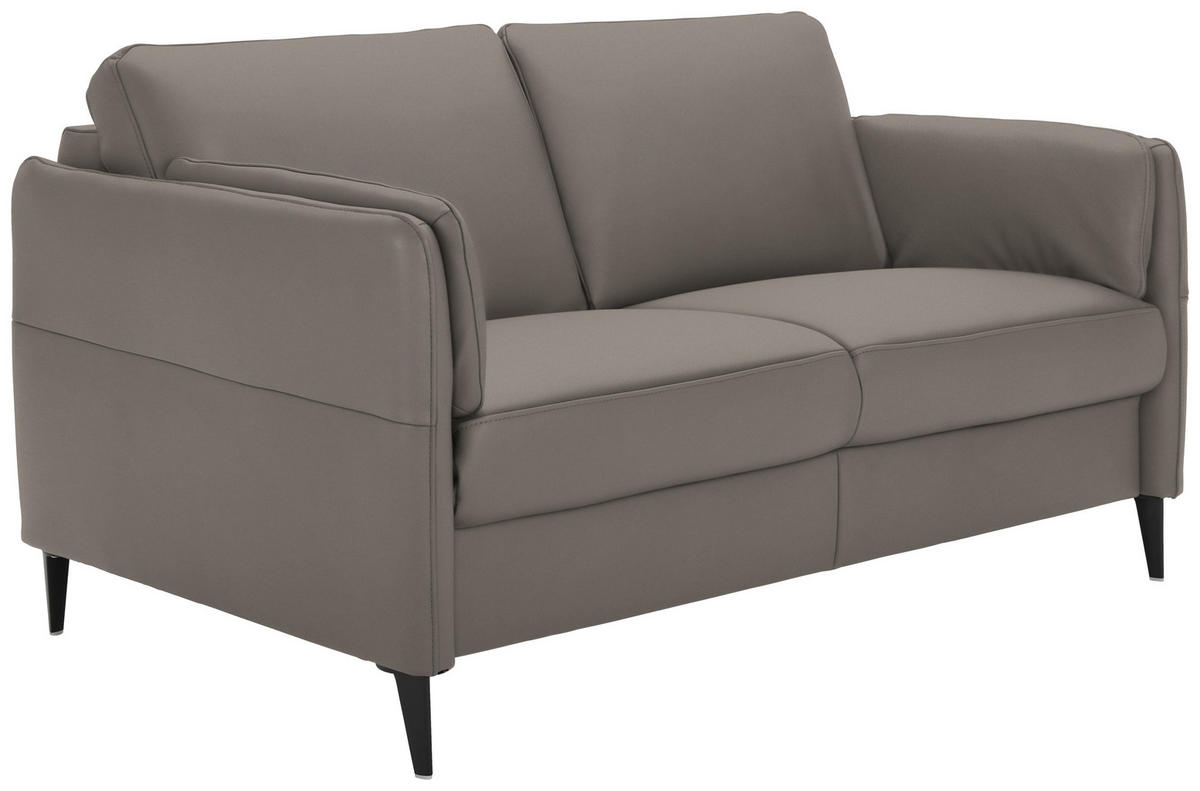 2,5-SITZER in Echtleder Graubraun  - Graubraun/Schwarz, Design, Leder/Metall (164/84/99cm) - Dieter Knoll