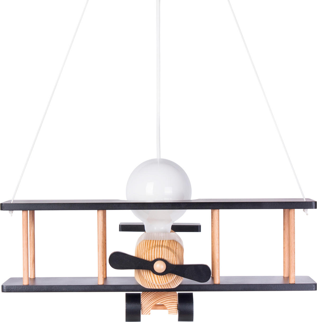 KINDERHÄNGELEUCHTE  42/45/75 cm    - Schwarz/Naturfarben, KONVENTIONELL, Holz (42/45/75cm)