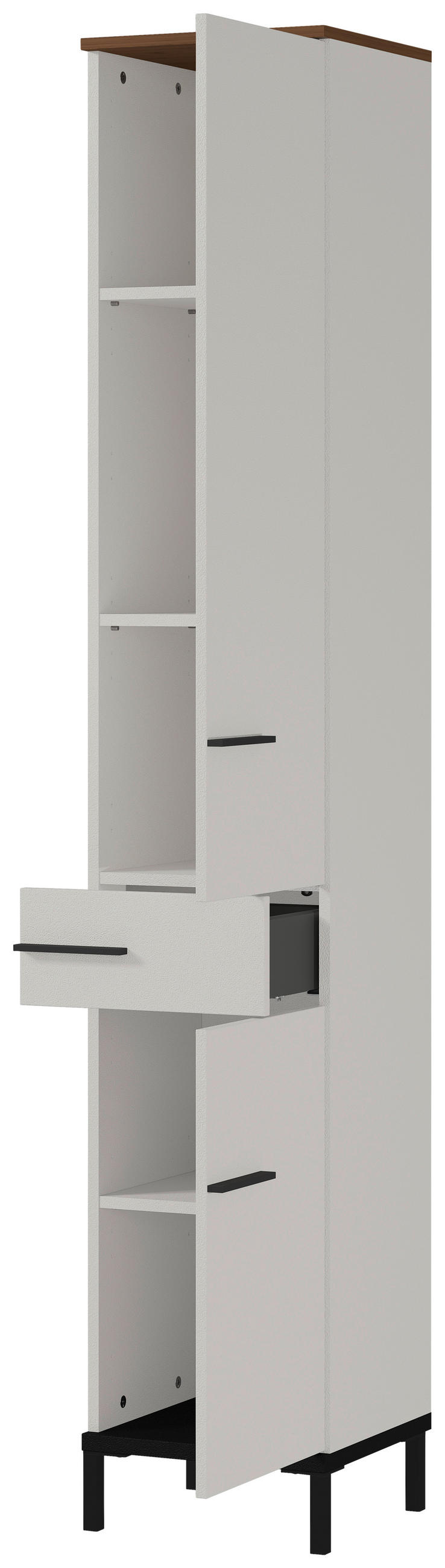 HOCHSCHRANK 34/190/34 cm  - Kaschmir/Nussbaumfarben, MODERN, Holzwerkstoff/Metall (34/190/34cm) - Xora
