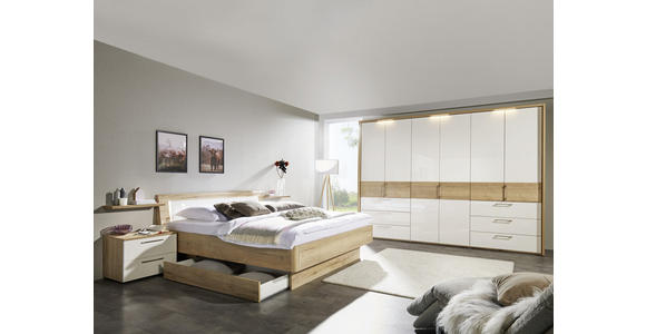 SCHLAFZIMMER 180/200 cm in Weiß, Eichefarben - Eichefarben/Weiß, KONVENTIONELL, Holzwerkstoff (180/200cm) - Venda