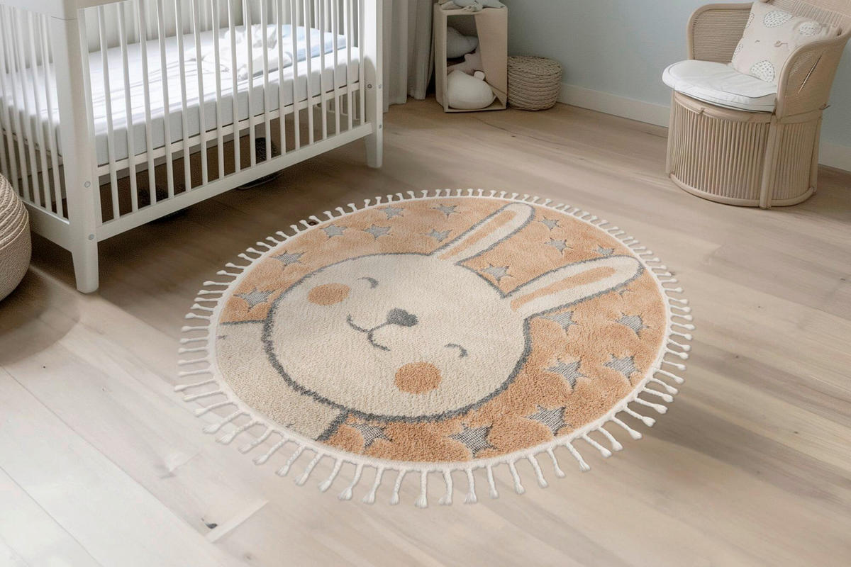 FLACHWEBETEPPICH 133/133 cm Beige rund  - Beige, Basics, Textil (133/133cm) - Kayoom