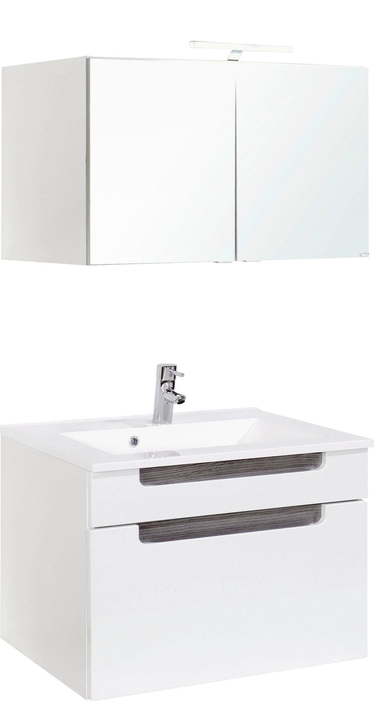 BADEZIMMER  in 80 cm  - Weiß/Silbereichenfarben, MODERN, Holzwerkstoff/Stein (80cm) - Held