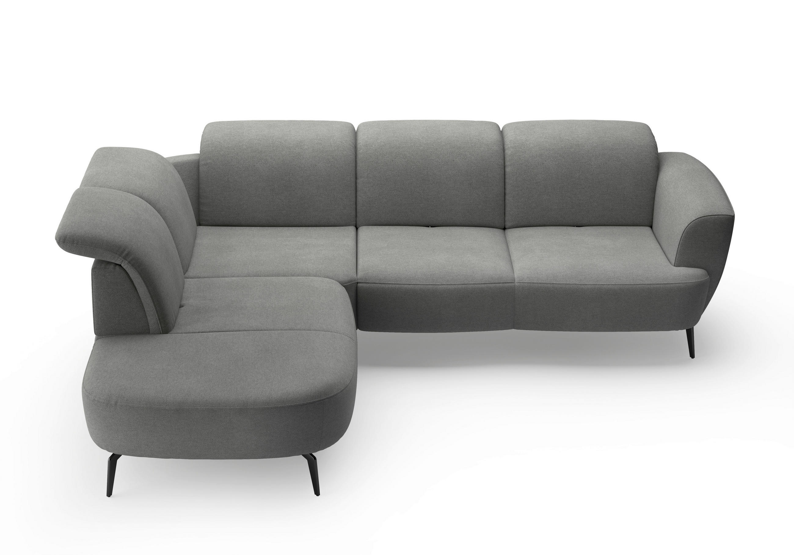 ECKSOFA in Mikrofaser Schlammfarben  - Schlammfarben/Schwarz, Konventionell, Textil/Metall (267/300cm) - Sit & More