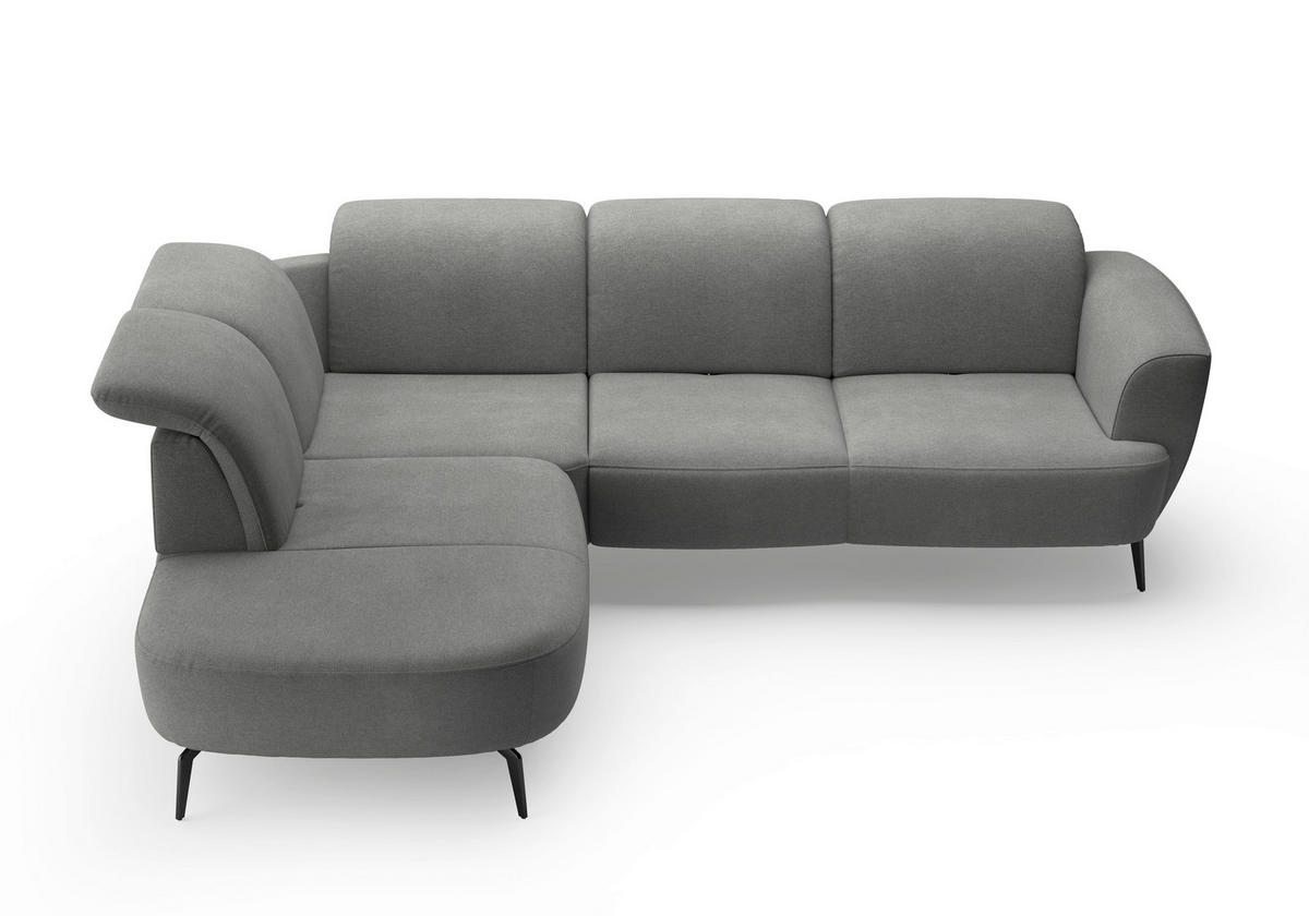 ECKSOFA in Mikrofaser Schlammfarben  - Schlammfarben/Schwarz, Konventionell, Textil/Metall (267/300cm) - Sit & More