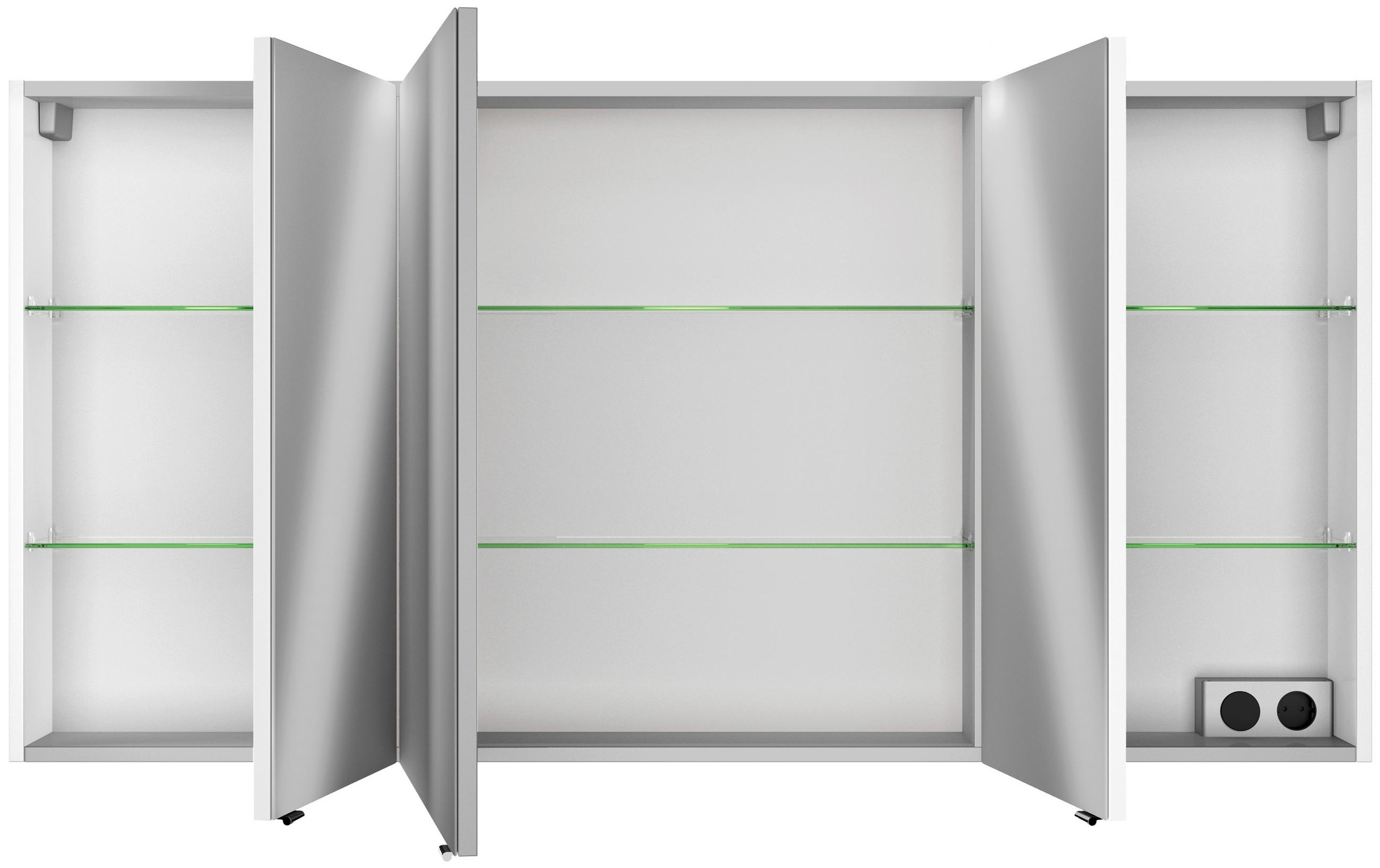 TÜKRÖS SZEKRÉNY  - fehér, Basics, faalapú anyag/Üveg (140/70,3/17cm) - Sadena