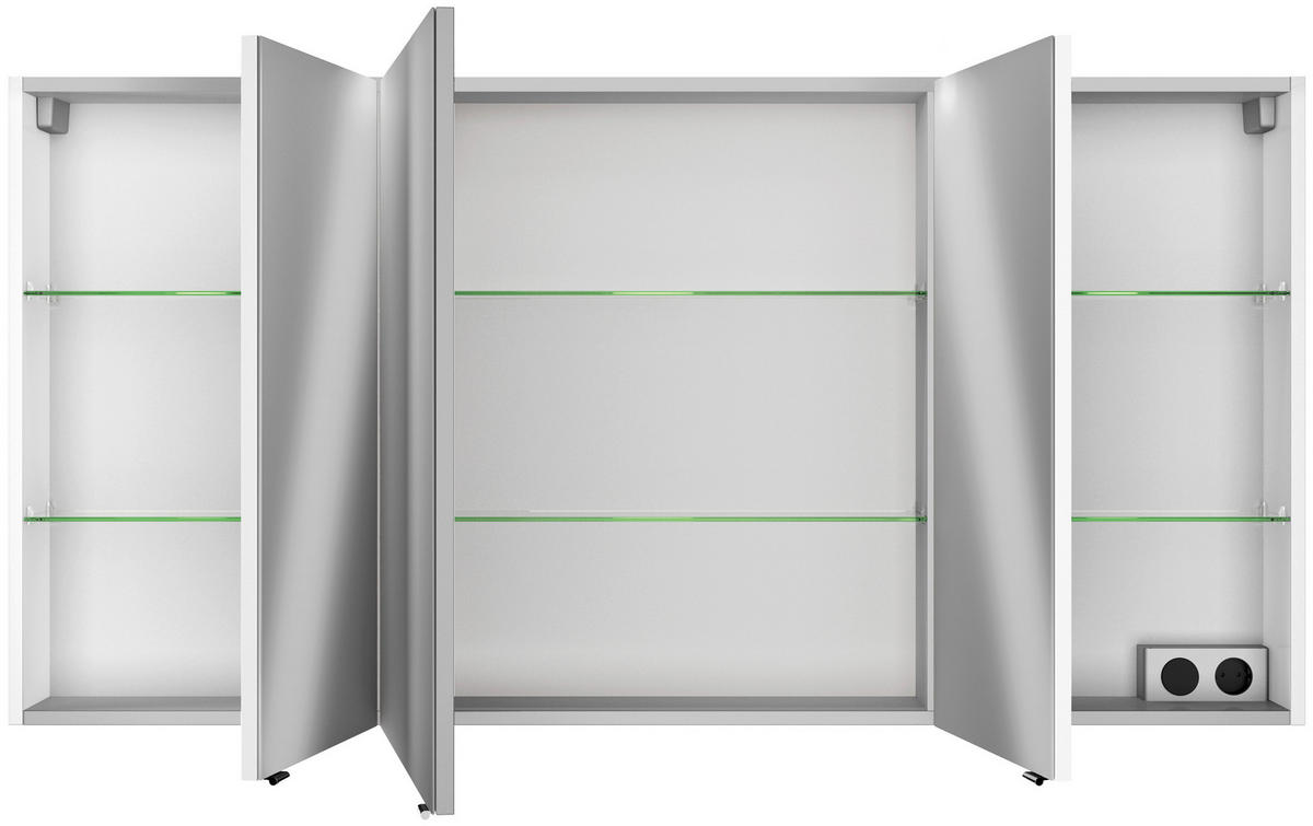TÜKRÖS SZEKRÉNY  - fehér, Basics, faalapú anyag/Üveg (140/70,3/17cm) - Sadena