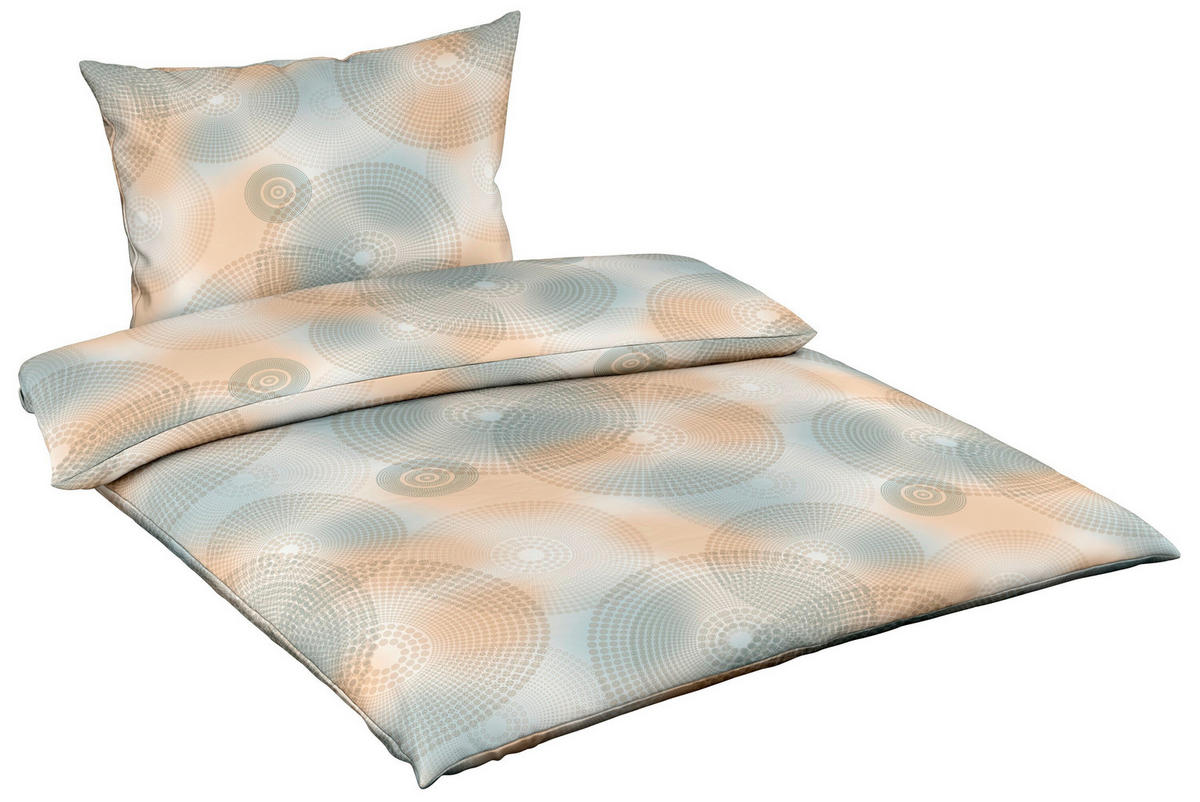 BETTWÄSCHE Makosatin 140/200 cm  - Sandfarben/Pastellblau, Basics, Textil (140/200cm) - Fleuresse