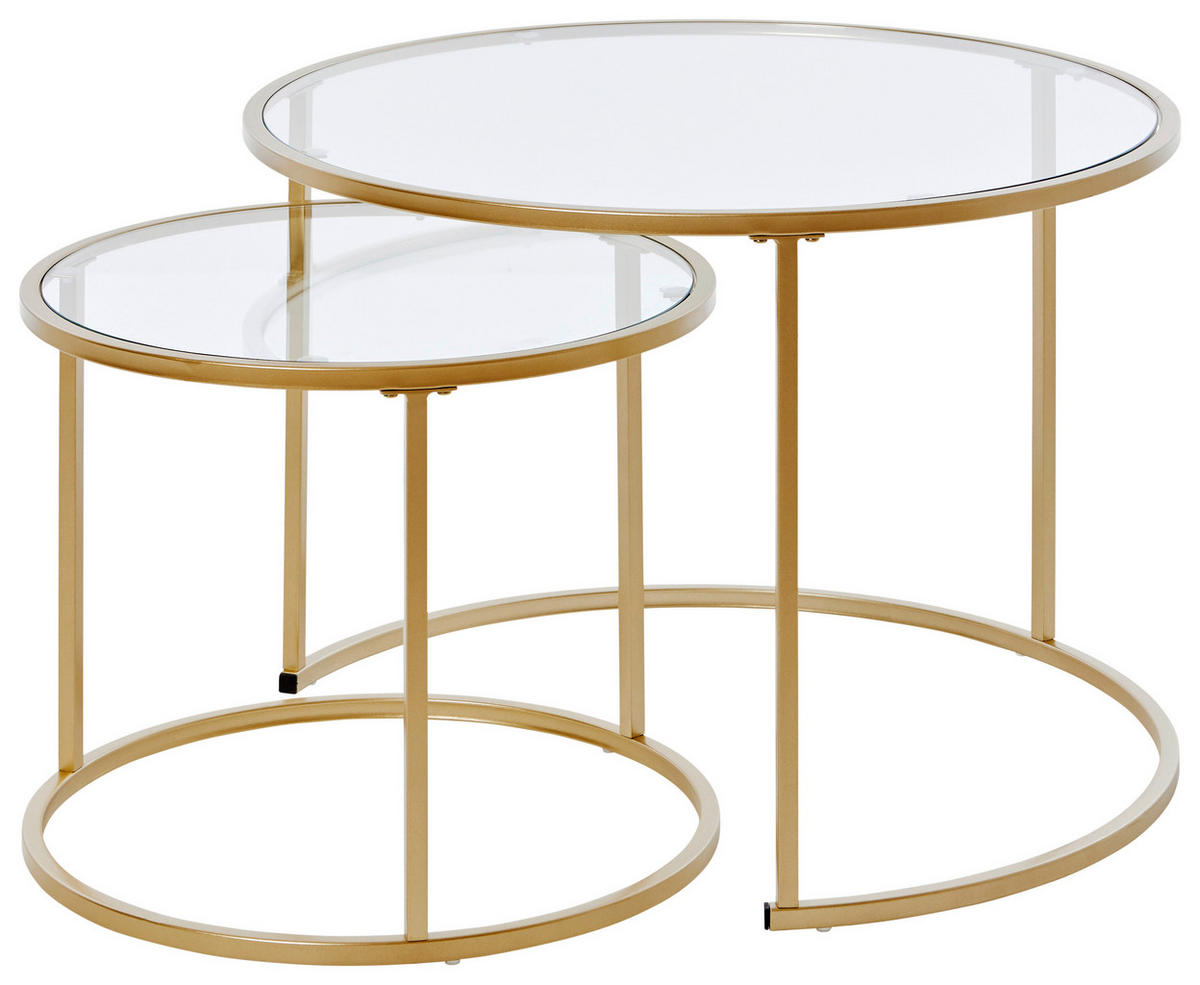 SATZTISCH in Metall, Holzwerkstoff 73,4/73,4/50 cm  - Goldfarben/Weiß, KONVENTIONELL, Holzwerkstoff/Metall (73,4/73,4/50cm) - Livetastic
